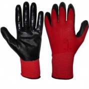 Перчатки  нейлоновые с нитриловые покрытием, красный/черный
